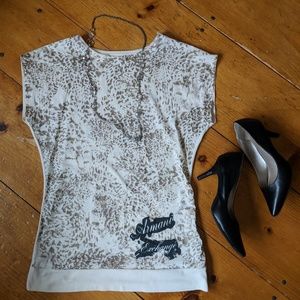 Armani Exchange cream & bronze leopard top sz med